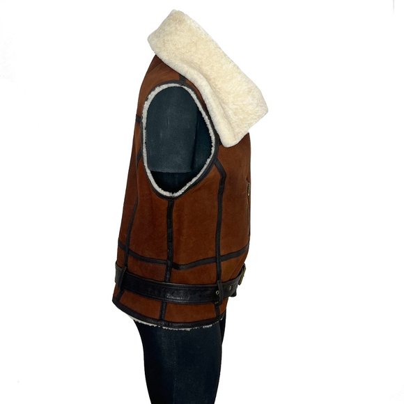 New Ralph Lauren Sleeveless Jacket Vest Shearling Leather New Tags Size XL - Picture 4 of 9